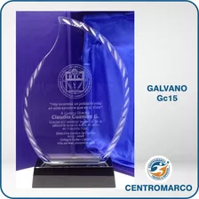 Galvano De Cristal Gc15 C/logo Y Grabado 24,5 Cms De Alto