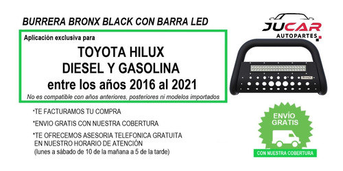 Burrera Black Barra De Led Toyota Hilux 2016-2019 Bc21 Foto 8
