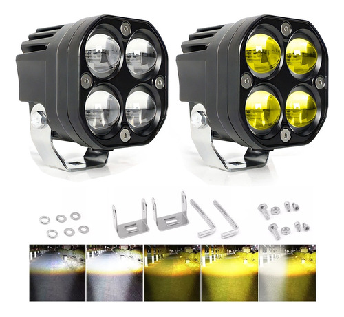 Par Faros De Lupa Led Luz Cinco Color De Auto Moto 32000 Lm Foto 3