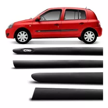 Kit Friso Lateral Porta Clio 2012 2013 2014 4 Portas Preto