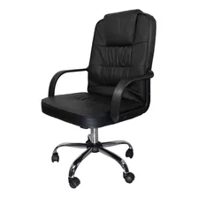 Silla Oficina Ejecutiva Negra Giratoria Base Metal Msi