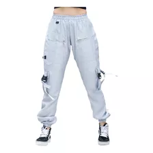 Calça Jogger Cargo 4 Bolsos Zíper Metálico Correntinha