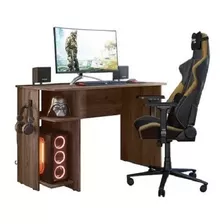 Mesa Escrivaninha Para Computador Gamer Leartam Marrom