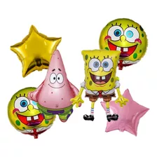 Set Globo Metalizado Bob Esponja Y Patricio X 6 Pzas