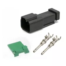 Kit Conector Deutsch 2 Vias Dt04-2p Com Travas E Terminais