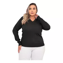 Suéter Tricô Feminino Gola V Tamanho Especial Plus Size G123