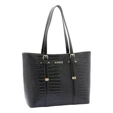 Bolsa Chenson Feminina Croco Utilitario Ombro Preta 3484227