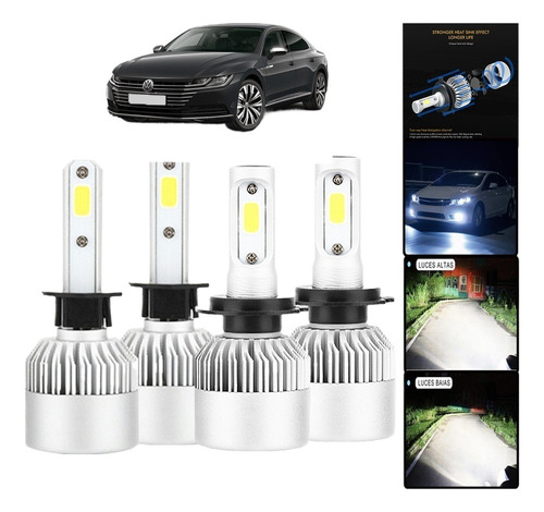 A Kit De Faros Led 8000lm 70w Luz Alta/baja Para Volkswagen