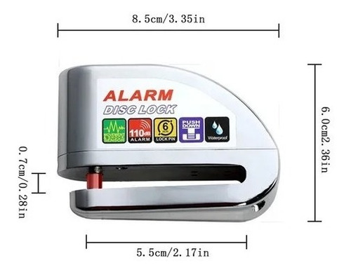 Bloqueo De Motocicleta, Bloqueo De Freno De Disco Con Alarma Foto 2