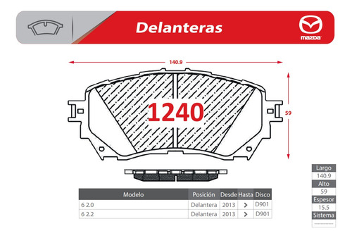 Kit Discos De Freno + Pastilla Delanteras Mazda 6 2013-2023  Foto 3