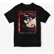 Remera Attack On Titan Levi Ackerman 005 (negra:) Ideas Mvd