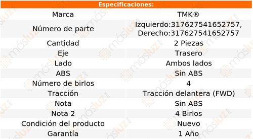 2- Mazas Traseras Sin Abs Sentra 2.0l 4 Cil 2007/2012 Tmk Foto 2