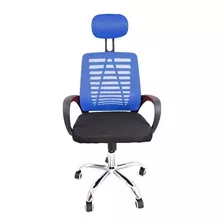 Silla De Escritorio Moblihouse Gerencial Piramide Ergonómica Azul Con Tapizado De Mesh