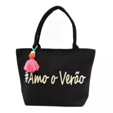 Bolsa Feminina Original Sacola Grande De Praia Verão Preto