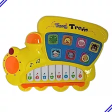 Teclado Musical Infantil Trenzinho Som Bicho Luz Colorido