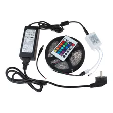 Tira Leds Rgb Exterior 5 Metros Con Fuente Y Control Remoto 