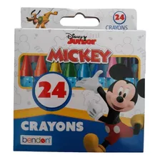 24 Crayones Mickey Mouse Disney Estandar Redondos Delgados 