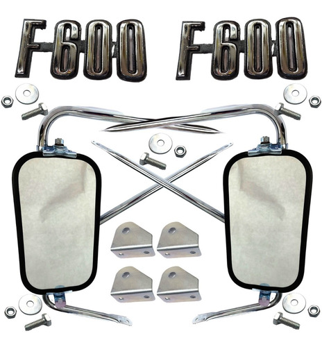 Ford F-600 Camin Kit Espejos Metalicos Cromados Y Emblemas Foto 3