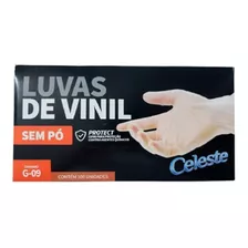 Luva De Vinil Sem Pó G Celeste Cor Transparente