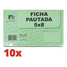 Kit Ficha Pautada 5x8 10 Pacotes - Branco 150g