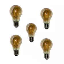 Kit 5 Lâmpada Led Bulbo Retrô Vintage Filamento A60 B.quente