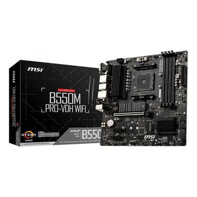 Tarjeta Madre Msi B550m Pro-vdh Wifi Amd Am4 Micro Atx Color Negro