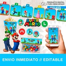 Super Kit Imprimible Mario Bros 100% Editable Inmediato!