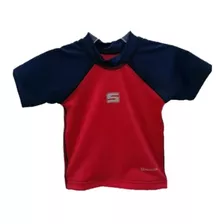 Playera Acuatica Manga Corta Niño Rojo / Azul Mod3