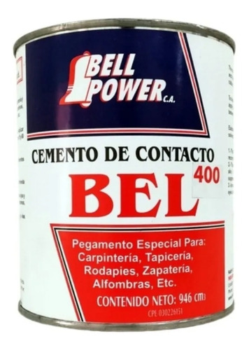 Pega Amarilla Cemento De Contacto Bell Power 400 1/4 Galon 
