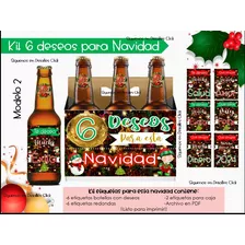 Etiquetas Cerveza 6 Deseos Navidad Imprimibles (5 Modelos)