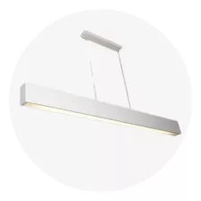 Luminária Pendente 1 Lâmp. Retangular 65cm Alumínio Branco