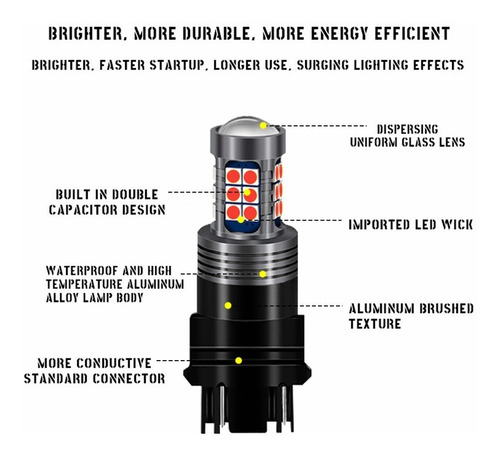 2 Focos Led 3157 4157 P27/7w Para Carro Cuarto Stop Fija Foto 7