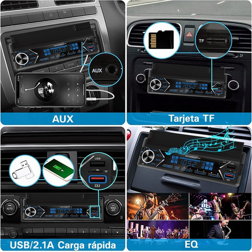 Auto Estereo 1 Din Mp3 Radio Con Bt Soporte Para Telfono Foto 5