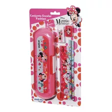 Conjunto Escolar Fashion Minnie Disney 6 Itens