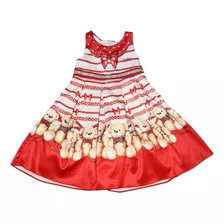 Vestido De Festa Infantil Vermelho Ursinho Marisol Princess