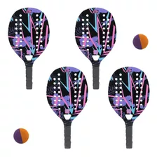 Kit 4 Raquetes De Beach Tennis Bel Fix + 2 Bolinha Original