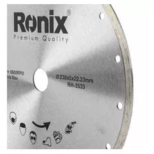 Disco De Corte Diamantado Continuo Ronix 230mm Granito Marmo