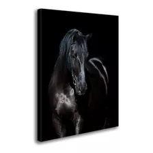 Quadro Decorativo Para Tela Grande 1,20x0,70 Cavalo Preto Cor Da Armação Borda Infinita