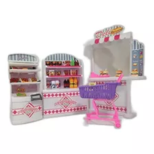 Casa De Muñecas Tamaño Barbie Muebles Supermercado