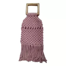 Bolsa Macramé Con Asa De Madera Estilo Boho 