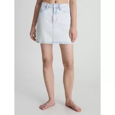 Minifalda Denim De Tiro Alto Blanco Calvin Klein