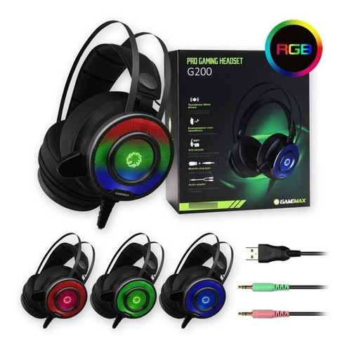 Auricular Gamer Gamemax G200 Headset  C/micrófono Luz Led 