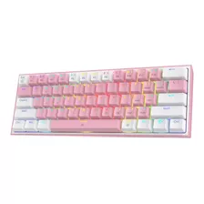 Teclado Gamer Redragon Fizz K617 Qwerty Red Inglés Us Color Rosa Y Blanco Con Luz Rgb