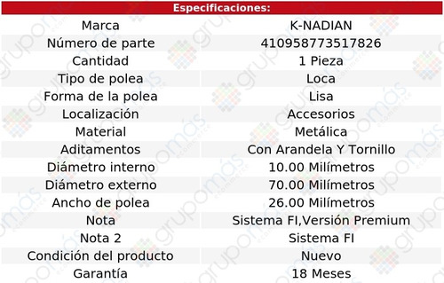 Polea Accesorios Metalica Lisa Saab 9-4x V6 3.0l 11 K-nadian Foto 3