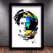 Quadro C/ Moldura Poster Ayrton Senna Arte 45x33
