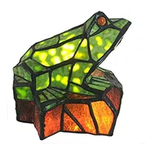Tiffany Style Frog Stained Glass Accent Lamp, Frog Table Des