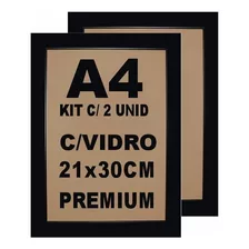 Moldura A4 21x30cm Premium C/ Vidro Kit Com 2 Unidades