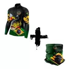 Kit Camiseta Pesca Bandana Tucunaré Brasil Proteção Uv50