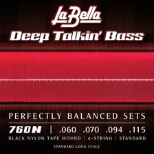 La Bella Baixo 4 Cordas Flat 760n Black Nylon Tape 60-115