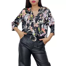 Camisa Saten Estampada Moda Verano Talle M - Xxl Gb